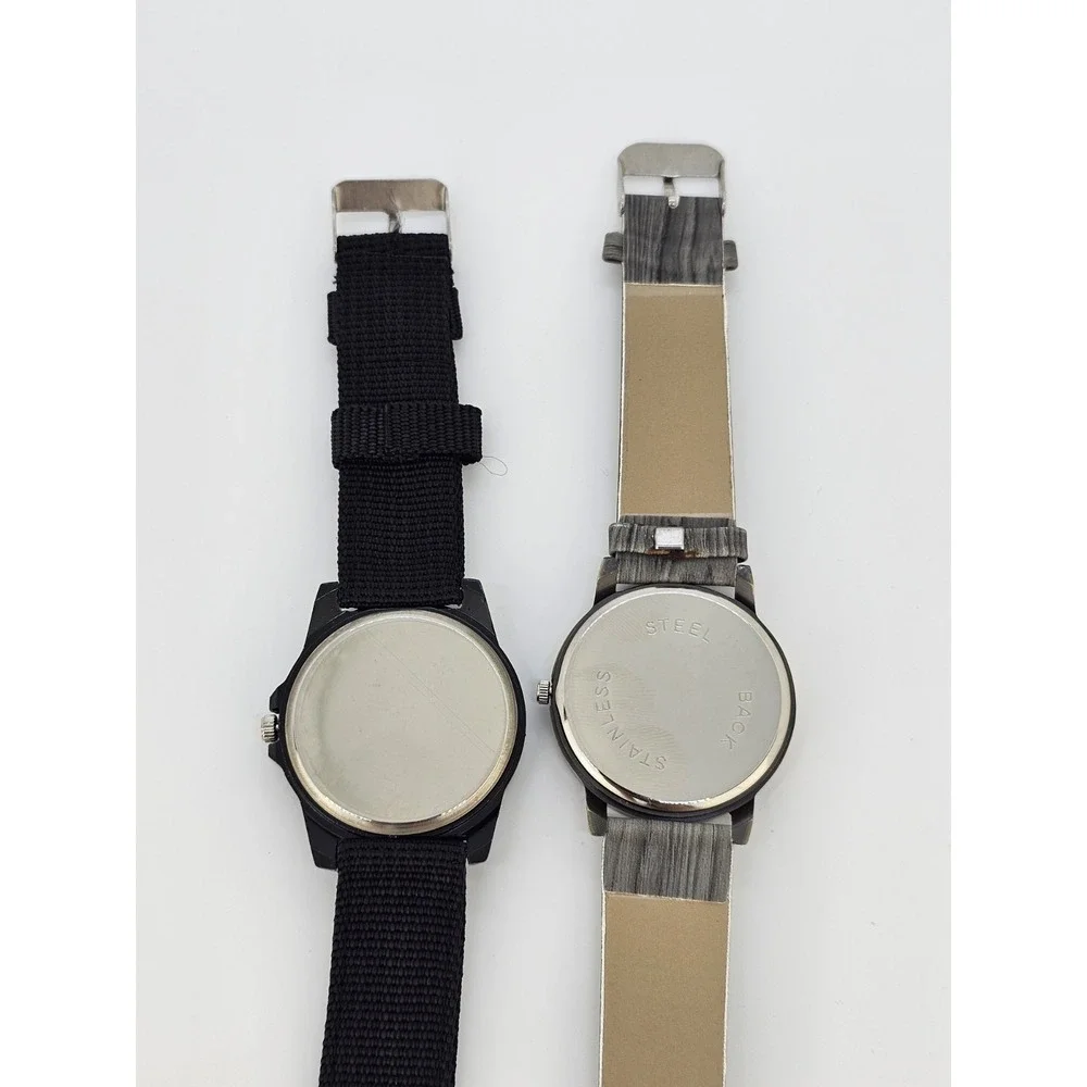 2X Men's Analog Watches 40MM Black Gray Dial Black Gray Bands New Battery